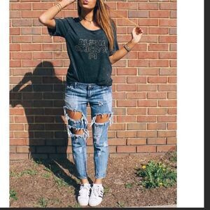 One Teaspoon Trashed Free Birds Extreme Distressed Skinny Jeans with Ankle Zips